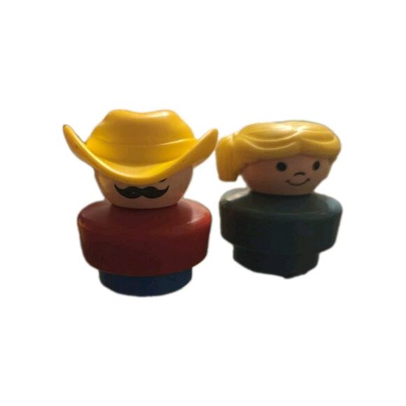 Vintage Fisher Price Little People Cowboy Saloon Yellow Hat Chunky Figure 1990 - Picture 3 of 3